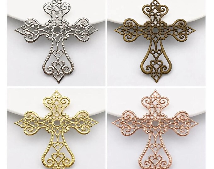 10pc 60x54mm filigree cross shape Jewelry DIY Components Findings R293-pls pick your color