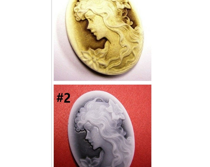2pc Vintage Style Resin Cameo Cabochon 43x33mm-pls pick a color
