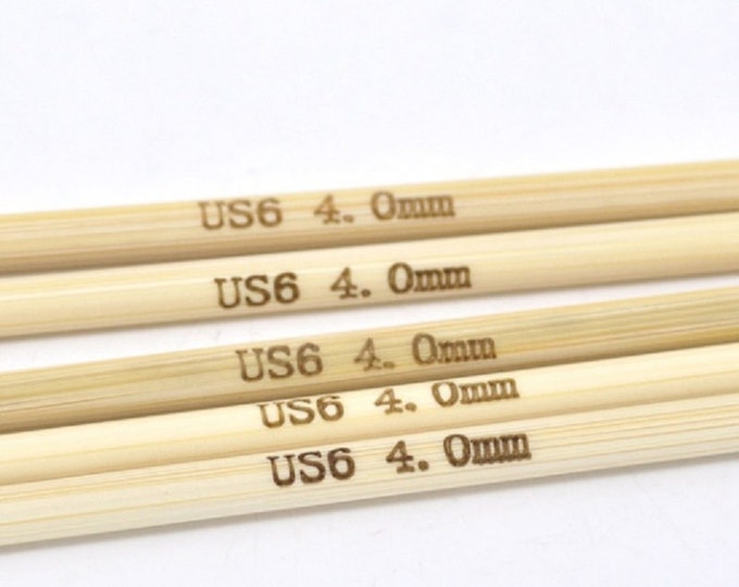 5pc Bamboo Knitting Needles Natural Double Pointed US6 4.0mm-7790b