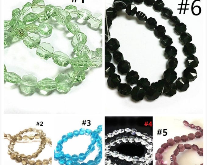 1 strand 40 pieces 8mm flower shape glass beads-pls pick your color