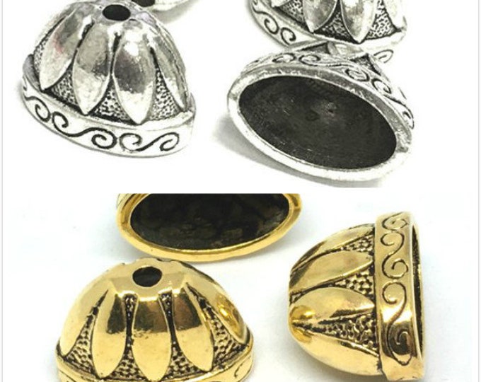 4pc 20x13mm antique  finish metal flat bead caps-pls pick a color