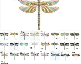 1pc  65x56x5mm zinc alloy enamel with rhinestone dragonfly pendant-pls choose your own color