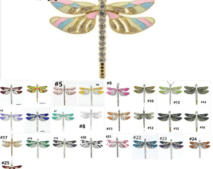 1pc  65x56x5mm zinc alloy enamel with rhinestone dragonfly pendant-pls choose your own color