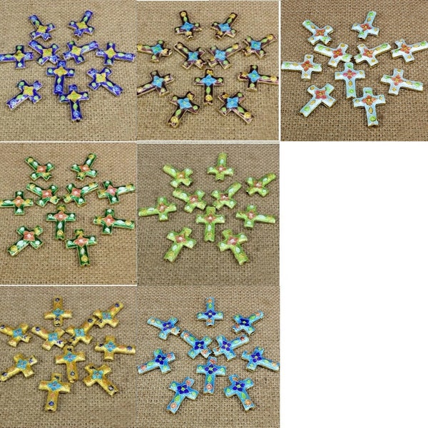 2pc 23x17mm handmade Cross Cloisonné  Beads LL2072-pls pick a color