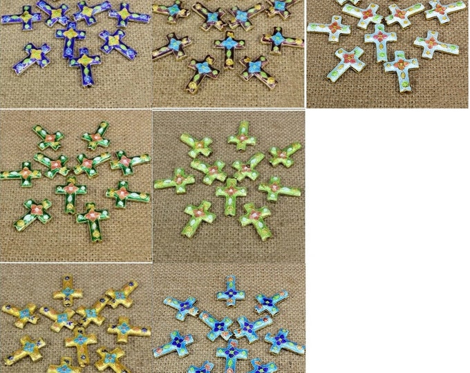 2pc 23x17mm handmade Cross Cloisonné  Beads LL2072-pls pick a color