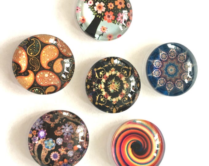 4pc 25mm mix pattern glass cabochons -8010c