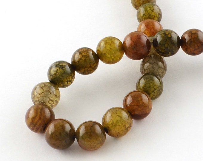 15 Inch Strand Of Dyed Natural Dragon Veins Agate Beads 8mm (48 Beads)-7311Q