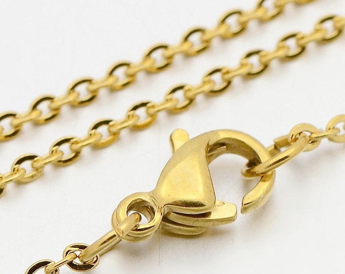 Wholesale 5 pc of 17.7 inches gold finish stainless steel cable chain necklaces -R322
