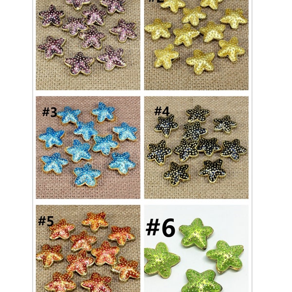 2pc 18mm Cloisonne metal star fish beads TDB10 -Pls pick a color