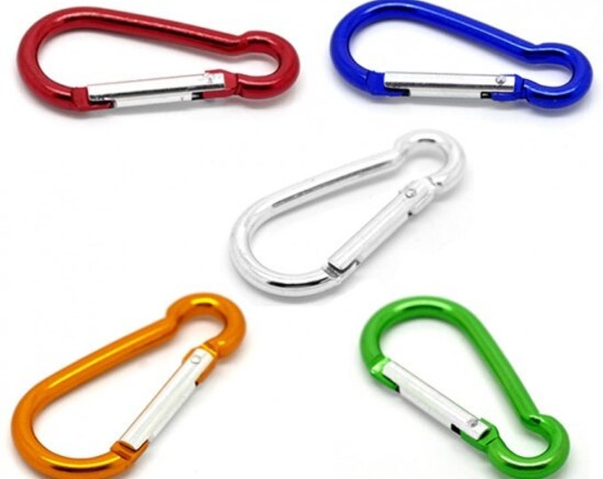 10pcs Mix Color Aluminum Carabiner Key Chain Clip Hooks 1.81x0.91 inch