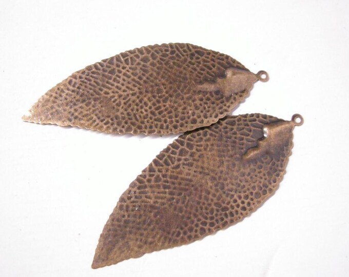6pc 82X32mm antique metal leaf pendant-pls pick your color