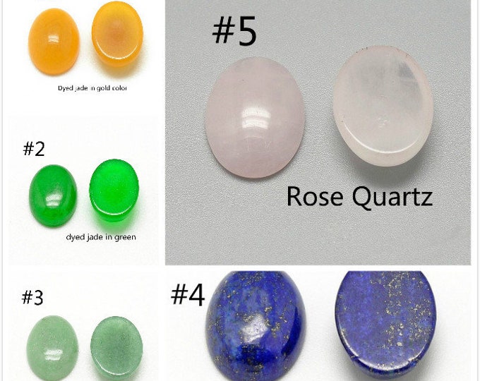 4pc 14x10mm Dyed Oval Natural Gemstone Cabochons-pls pick a style