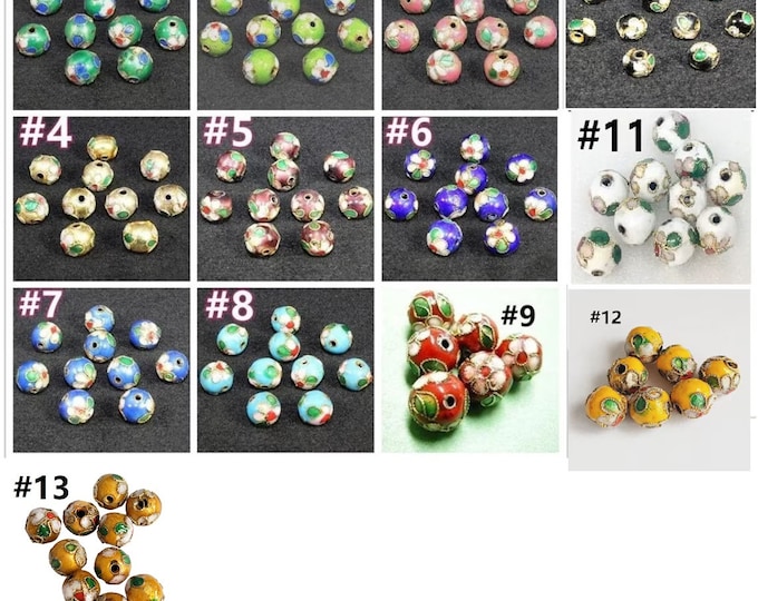 12pc 7.5-8mm round Cloisonne beads-pls pick a color