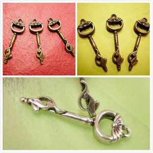 4pc antique finish metal alloy key pendant-pls pick a color