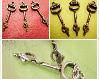 4pc antique finish metal alloy key pendant-pls pick a color