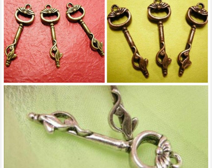 4pc antique finish metal alloy key pendant-pls pick a color