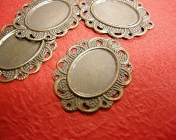 12pc antique bronze finish filigree base setting-3585