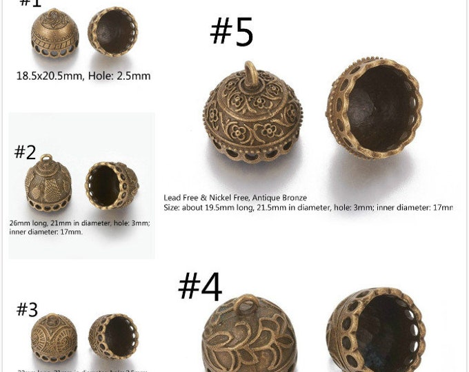 2pc antique bronze finish metal  Tassel Cap/Pendant Bail -pls pick a style