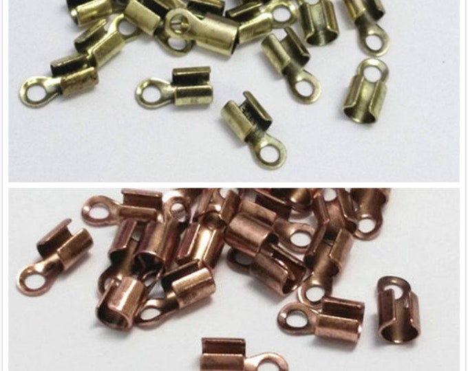 50pc brass made  metal cord ends-pls select a color