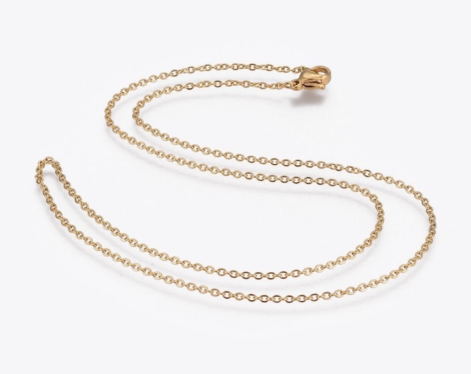 Wholesale 10 pc  gold finish stainless steel flat link chain necklaces -pls pick a length