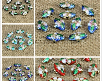 4pc 11x7 small fan shape handmade Cloisonne Beads-pls pick a color