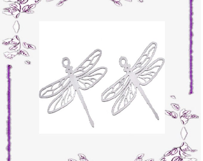 4pc 34x29mm stainless steel dragonfly filigree pendants-R467
