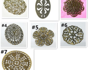 8pc antique bronze finish metal filigree center piece/wraps- pls pick a style