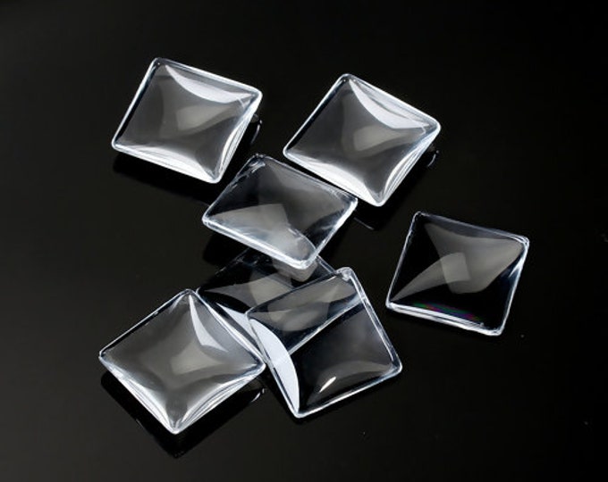 Square shape glass cabochons Flatback Clear -pls pick a size