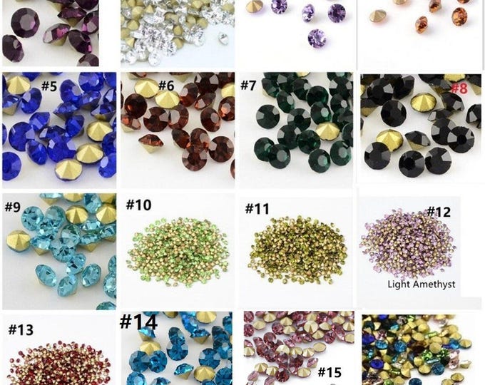 Wholesale 1440pc Machine Cut Pointed back Foil Rhinestone 3-3.2mm SS12-pls pick a color
