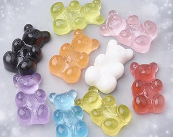 15pc 12x7mm mix color mini size resin made bear cabochons-FH128