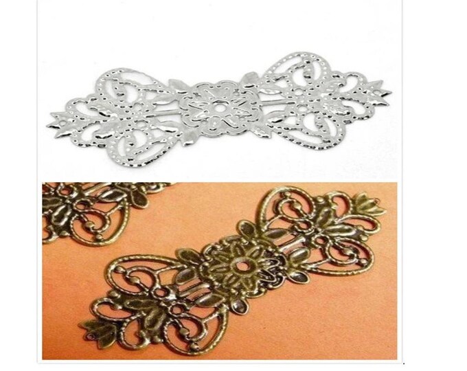 8pc 74x31mm fancy filigree metal wraps-pls pick a color