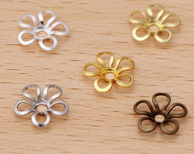 30pc 9mm  lead nickel free brass made flower beads caps fz52-pls pick a color