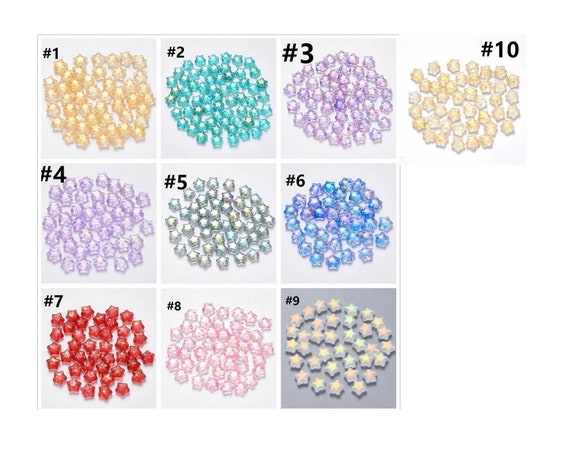 10PC 8.5mm Spray Painted Star Glass Beads With Glitter Powder TIN96-Pls pick a color