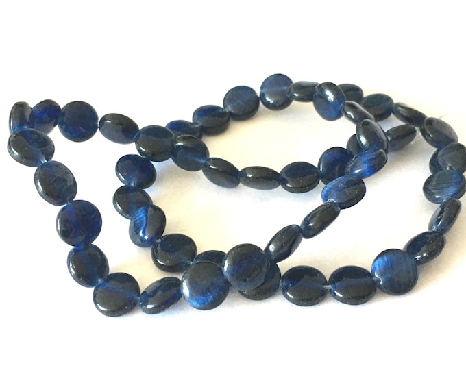 1 strand 8mm flat round cat eye glass beads(50pcs)-LV341