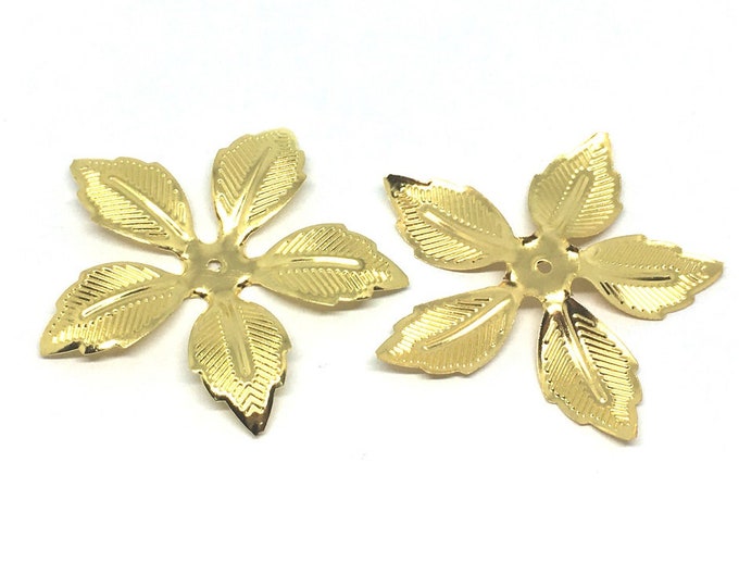 10pc 47mm gold finish bendable filigree bead caps-S456B