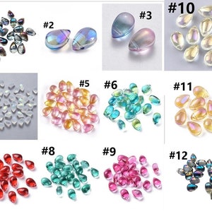 20 Stück 9 x 6 mm Tropfenform galvanisierte Glasanhänger/Perlen-pls wählen eine Farbe