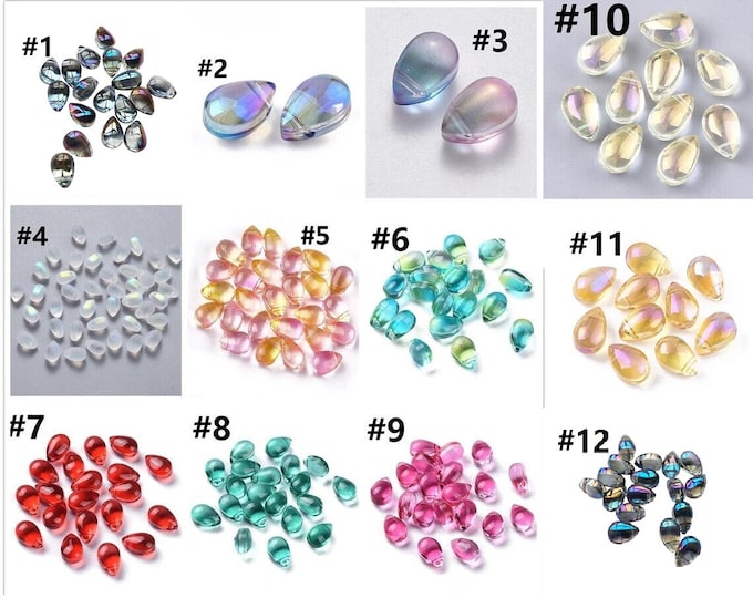 20pc 9x6mm teardrop shape electroplate glass charms/beads-pls pick a color