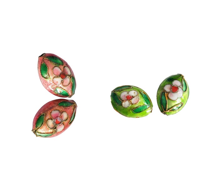 2pc 19x13mm flat oval shape handmade  Cloisonne Beads-pls pick a color