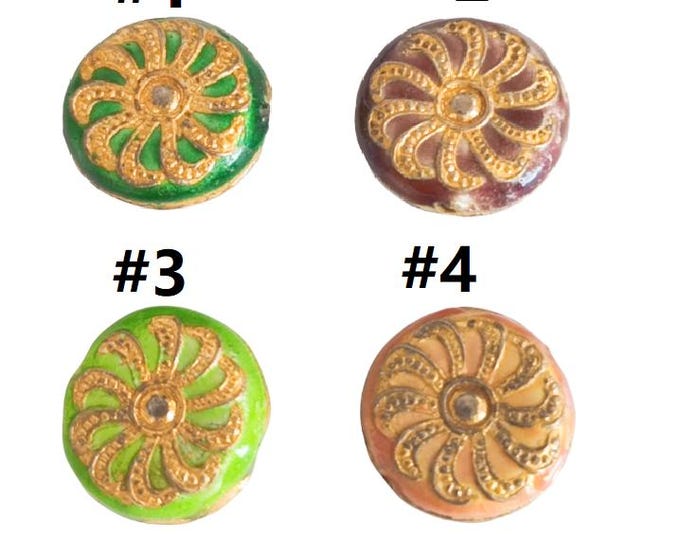 2pc 17mm  cloisonné beads flat round shape- pls pick a color