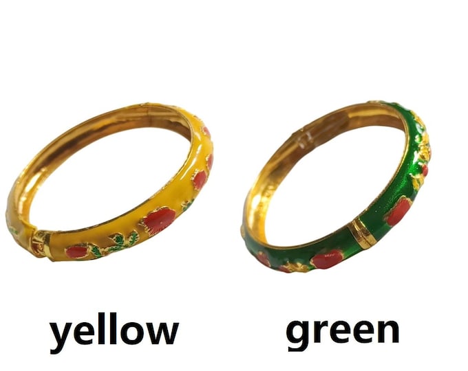 1pc Enamel Zinc Alloy Bangle, gold color plated, inner diameter 57mm