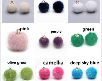 10pc 17x14mm Imitation Mink Fur Covered Pendants-pls pick your color