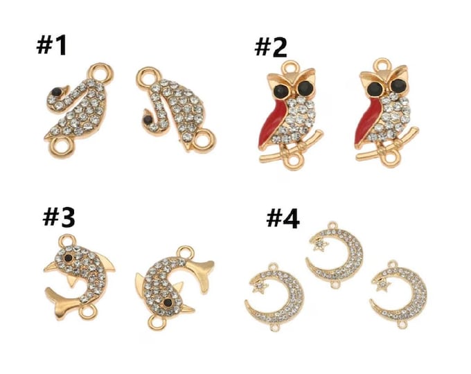 5pc metal with rhinestone connectors in gold finish-pls pick a style