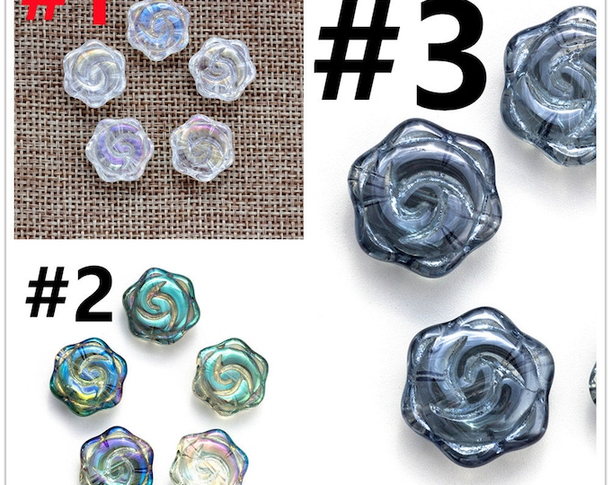 6pc 15mm Flower Shape Electroplate Glass Beads R83-pls pick a color