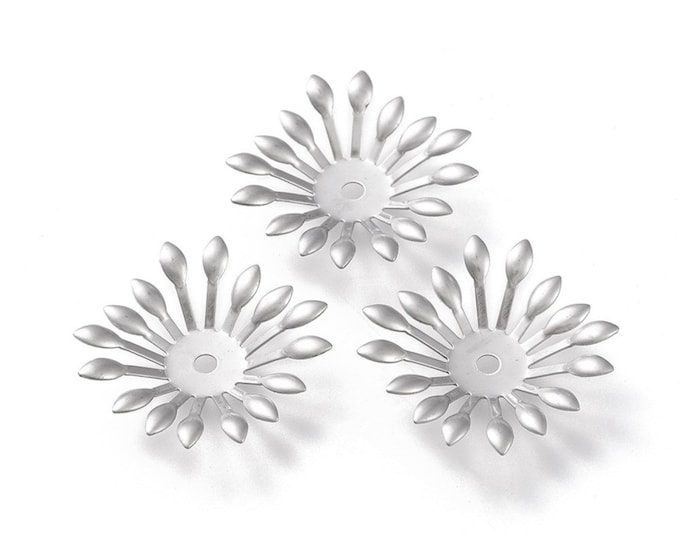 12pc 25mm stainless steel flower shape  bead caps-G3