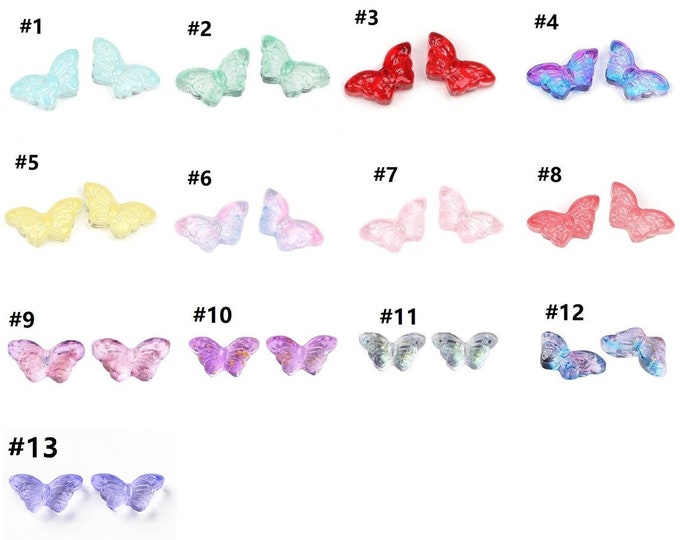 10pc  Painted Glass Beads, Butterfly-pls pick a color