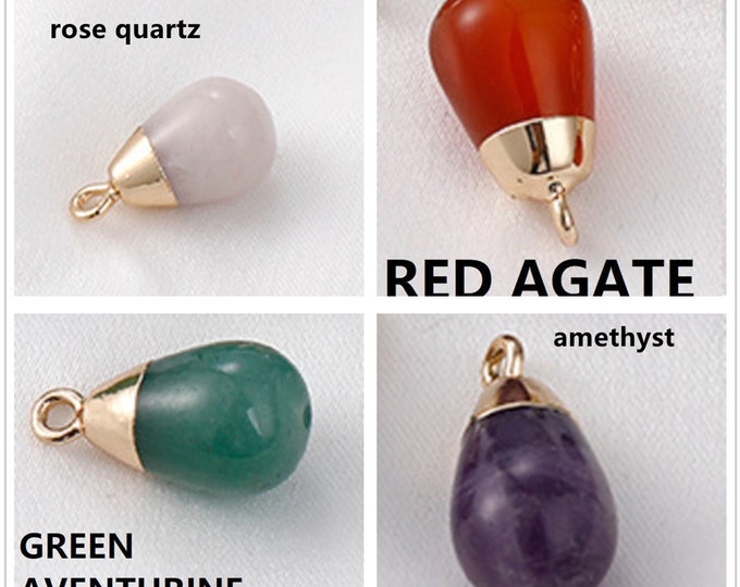 1PC 18x10mm small gemstone pendant -pls pick a stone