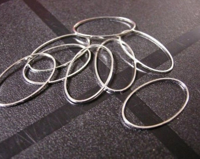 12pc 26x16mm silver finish oval smooth ring-1882a