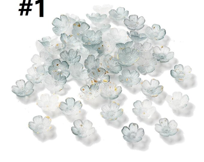 50pc 11mm acrylic with golden foil flower beads/bead caps-pls pick a color