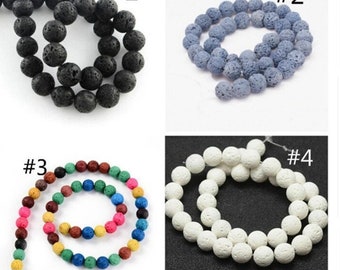 1 strand 15inch 10mm Natural Lava Gemstone Round Bead-pls pick a color