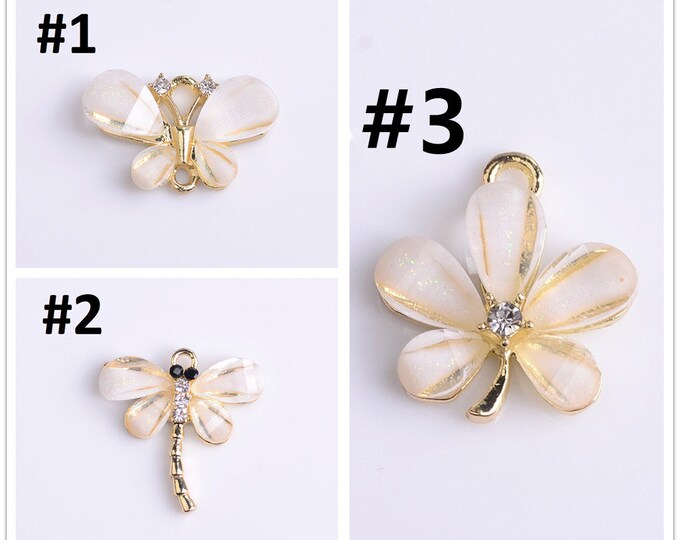 4pc metal with resin rhinestone connector/pendant-R126-pls pick a style